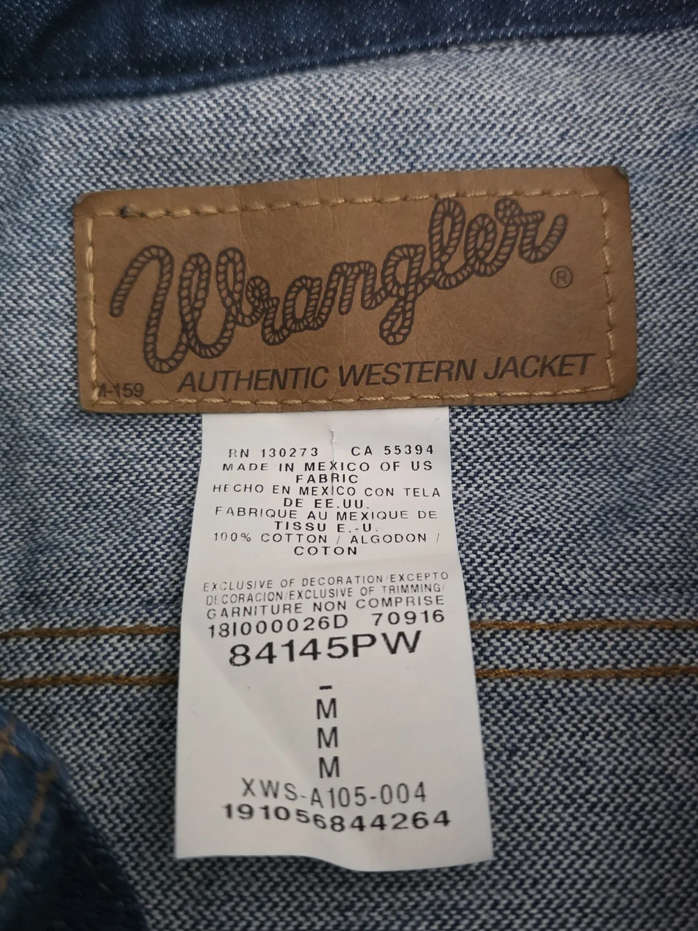 Wrangler Kid's Unisex Medium Wash Size Medium Adjustable Sides Denim Jacket